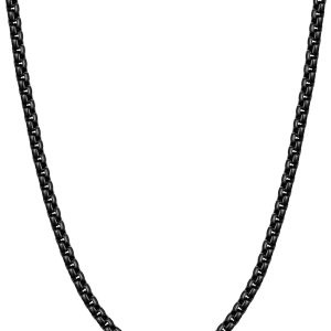 Silver Tone/Gold Plated/Black Chain for Men, 2/2.5/3/4/5mm Stainless Steel Necklace for Men and Women, Box Chain 18-28 Inches